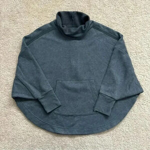 PrAna Cozy Up Poncho Kangaroo Pocket Heather Blue SZ Small Oversized W23190896